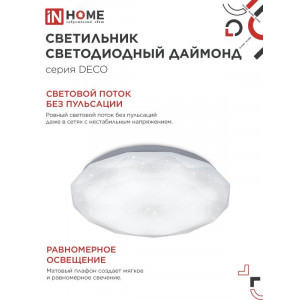 Светильник светодиодный DECO ДАЙМОНД 24Вт 230В 4000К 2160лм 330х55мм 4690612033679