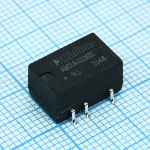 AM1LS-1212SJZ, DC/DC, 1Вт, вход 10.8…13.2В, выход 12В/0.009…0.084А, изоляция 1500В DC, КПД 83%, максимальная емкостная нагрузка не более 560мкФ, для поверхностного монтажа, 13.2x11.4x7.25мм, -40…105°C, пластик