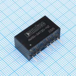 AM3G-2412D-NZ, DC/DC, 3Вт, вход 18…36В, выход ±12В/±0.125А, изоляция 1500В DC, КПД 83%, максимальная емкостная нагрузка не более ±470мкФ, вход On/Off, SIP8, 22x9.5x12мм, -40…100°C, пластик
