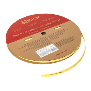 Термоусаживаемая трубка ТУТ нг 10/5 желтая рулон PROxima tut-10-y