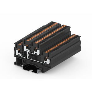 Этажная клемма TPD4-2-PV, Этажная клемма, 2 этажа, межэтажное соединение, тип фиксации провода: Push-in, номинальное сечение: 4 мм кв., 28A, 500V, ширина: 5,2 мм, цвет: черный, тип монтажа: DIN35