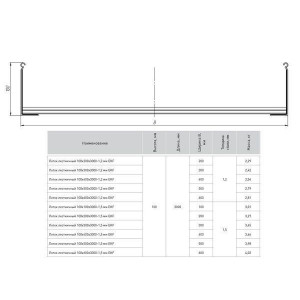 Лоток лестничный 100х200 L3000 1.2мм LT100200-1.2 LT100200-1,2