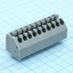 DG250-3.5-10P-11-00A(H), Нажимной безвинтовой клеммный блок на 10 контактов. Зажим типа торцевой контакт. Серия DG250-3.5