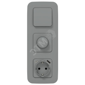 FLITE Розетка 1-местная с заземлением с защитными шторками 16А с USB A+C 20Вт безвинтовое крепление РСЮшс11-1-ФлС серый IEK FI-R14-16-1-U22-020-K03