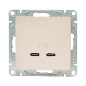 Механизм розетки USB-C - 2шт, кремовый Эпика EKF UP1-SOI-2USBC