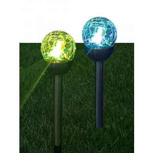 Светильник светодиодный садовый SMD мультиколор в форме шара из битого стекла аккум. AA NI-MH 200мА.ч (уп.2шт) KOC_SOL201L