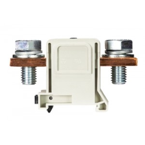 Болтовая клемма RFK 1/150 F S35, Болтовая клемма, М12, схема: болт - болт, тип фиксации провода: болт-болт, номинальное сечение: 150 мм кв., 335A, 1000V, ширина: 42 мм, цвет: серый, тип монтажа: DIN35