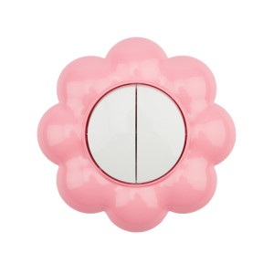 Выключатель двухклавишный KRANZ HAPPY Цветок скрытой установки, белый/розовый KR-78-0624