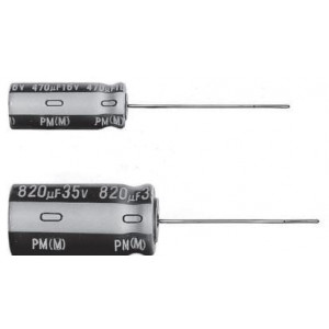 UPM1J100MDD1TA, Конденсатор алюминиевый  электролитический 10мкФ 63В ±20% (5 X 11мм) радиальные выводы 2.5мм 67мА 2000час 105°С лента в коробке