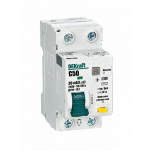 Выключатель автоматический дифференциального тока 2п (1P+N) C 50А 30мА тип AC 4.5кА ДИФ-103 16057DEK