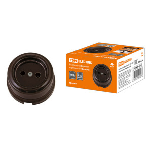 Розетка фарфоровая 2П 10А 250В коричневая «Болонь» SQ1820-0411