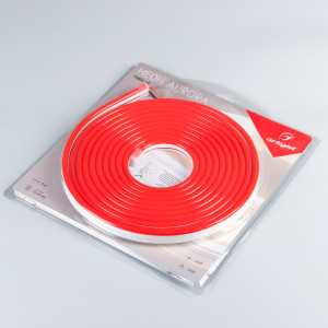Лента герметичная AURORA-PS-A120-16x8mm 24V Red (10 W/m, IP65, 2835, 5m) 036696, Гибкий неон AURORA в силиконовой оболочке. Светодиоды SMD2835, 120 шт-м, цвет КРАСНЫЙ. Сечение 16х8 мм, горизонтальный (боковой) изгиб, IP65, шаг резки 8.33 мм, мощность 10 Вт-м, напряжение питания DC 24V. Укомплектован заглушками и 30см проводом питания.