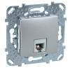UNICA TOP РОЗЕТКА телефонная, RJ11, одиночная, 4 контакта, АЛЮМИНИЙ MGU5.492.30ZD