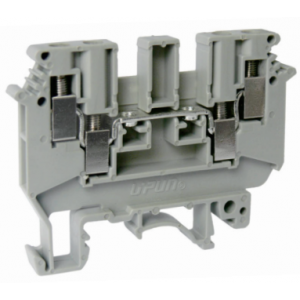 Проходная клемма UKJ-4/2X2, Проходная клемма, 4 точки подключения, тип фиксации провода: винтовой, номинальное сечение: 4 мм кв., 32A, 500V, ширина: 6,2 мм, цвет: серый, тип монтажа: DIN35