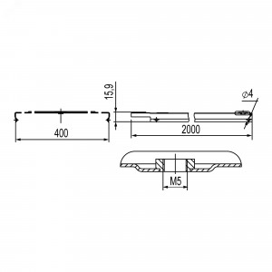 Крышка на лоток 400 мм L=2000мм с заземлением 35516