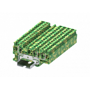 Заземляющая клемма TC4-3-PE, Заземляющая клемма, 3 точки подключения, тип фиксации провода: пружинный, номинальное сечение: 4 мм кв., ширина: 6,2 мм, цвет: желто-зеленый, тип монтажа: DIN35