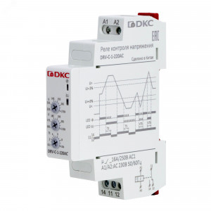 Реле контроля напряжения однофазное, конфигурация контакта 1CO, 220В AC DRV-C-1-220AC