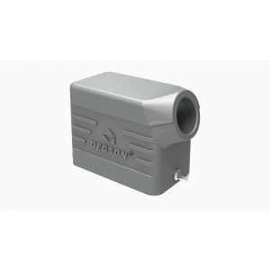 Крышка разъема D10B-SE-2g-M20, Крышка разъема на кабель, типоразмер 10B, без уплотнителя, 1 отверстие с резьбой для кабельных вводов M20x1,5, с боковым расположением, без защелки (упоры под одну защелку), материал корпуса: алюминиевый сплав