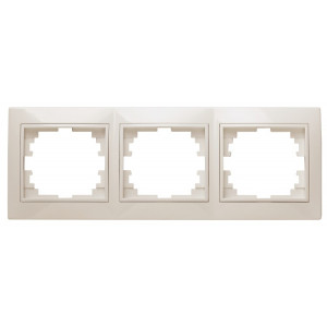 Рамка для розеток и выключателей Plano 1-503-02 на 3 поста горизонтальная, СУ, слоновая кость Б0027628