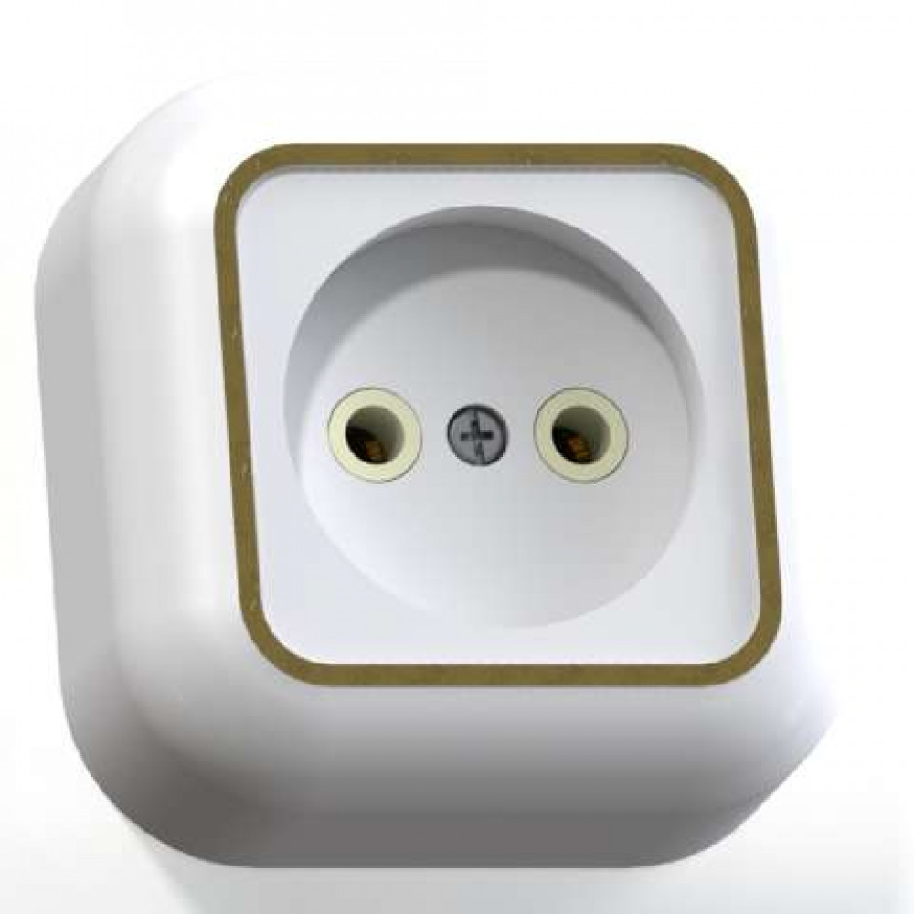 Изображение товара Розетка 1-м ОП Валентина РА10-266 10А IP20 бел./зол. Кунцево 7639