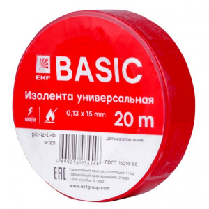 plc-iz-b-r Изолента 0,13х15мм (20м.) красная EKF(кр.10шт)