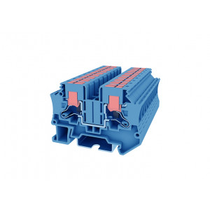 Проходная клемма TPV6-2-BU, Проходная клемма, с боковым подключением, тип фиксации провода: Push-in, номинальное сечение: 6 мм кв., 41A, 1000V, ширина: 8,2 мм, цвет: синий, тип монтажа: DIN35