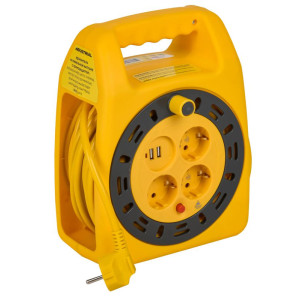 УДЛИНИТЕЛЬ НА КАТУШКЕ 3Х15М С ЗАЗЕМЛ. INDUSTRIAL УК15 2P+PE 3Х1.5КВ.ММ USBX2 LED ТЕРМОЗАЩИТА IN-KP24-16-03-15-UL