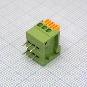 KF141R-2.54-03P -14, Нажимной безвинтовой клеммный блок на 3 контакта. Зажим типа торцевой контакт.