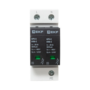 Ограничитель импульсных напряжений ОПВ-C/2P In 20кА 385В с сигн. PROxima opv-c2