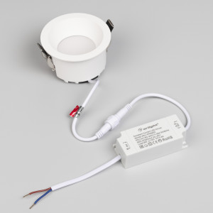 Светильник MS-DROP-BUILT-R84-8W Day4000 (WH, 85 deg, 230V) 040339, Встраиваемый светильник даунлайт. Мощность 8 Вт, св. поток 660 лм, 82 лм/Вт, дневной 4000 K, CRI>90, угол 85°, напряжение питания 230 В. Белый круглый корпус из алюминия, степень защиты IP54. Размер: диаметр 84 мм, высота 49 мм. Монтаж встраиваемый, устан