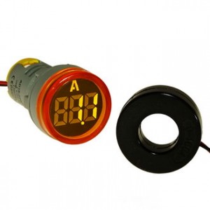 DMS-212, Цифровой LED амперметр AC 0-100А, AD16-22AM, желтый, установка на панель в отв d=22мм
