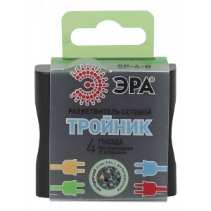Разветвитель 4-м без заземл. 16А IP20 SP-4-B черн. Б0008207