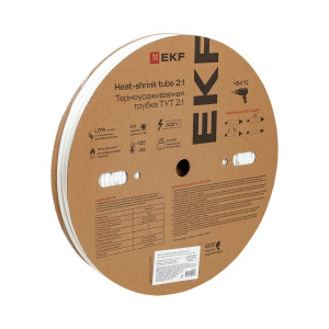 Термоусаживаемая трубка ТУТ нг 6/3 белая рулон PROxima tut-6-w