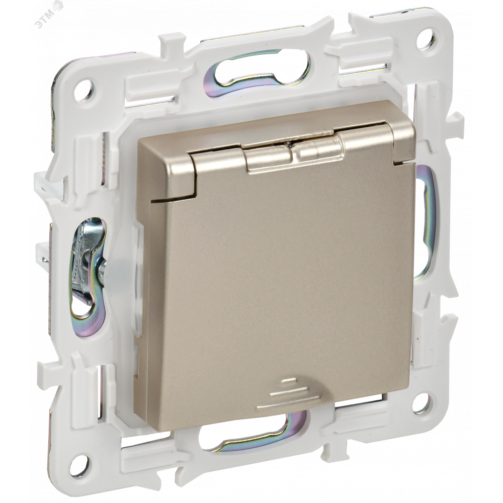 Изображение товара Розетка силовая с заземлением IP44 16А шампань IEK SK-R11Sh