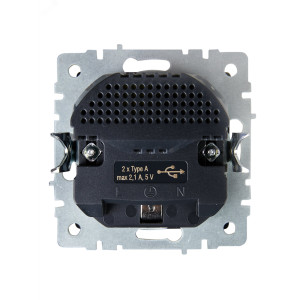 Розетка BRITE РЮш10-1-БрГ 16А с USB A+A 2.1А с заземл. защ. шторки графит BR-R14-16-U21-D21-K53