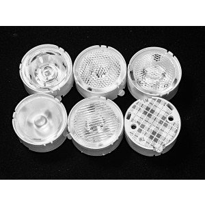 AX22D9H40G, Линза черная с клеевой основой для светодиода 3535/3030, ~40°, D=22,4мм H:9,63мм, PC+PMMA