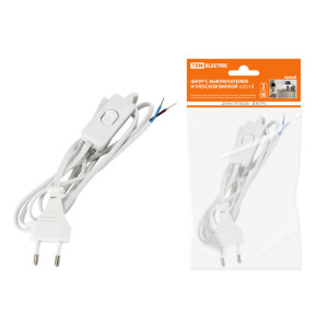 Шнур с выключателем и плоской вилкой ШУ01В ШВВП 2х0,75мм2 2м. белый SQ1305-0001