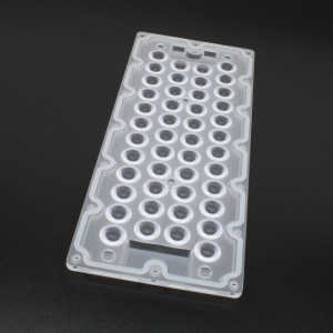 ARHB286D46LED60G, Групповая прямоугольная линза на 46 светодиодов 3030/3535/5050, эфф=90%, диаграмма ~60°, 286мм H:116мм, PC-1250Z