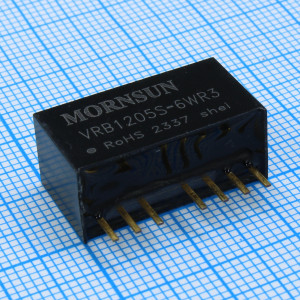 VRB1205S-6WR3, Преобразователь DC/DC мощность, Вт: 6 вход 12(9...18)В выход 5В/1.2А изоляция 1600В КПД 87% -40°С...+105°С