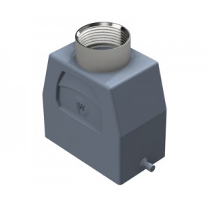 Крышка разъема BAS GOT GI 10HM32 A2, Крышка разъема на кабель, типоразмер 10B, высокое исполнение, без уплотнителя, 1 отверстие с резьбой для кабельных вводов M32x1,5, с резьбовым удлинителем, с верхним расположением, без защелки (упоры под одну защелку), материал корпуса: алюминиевый сплав