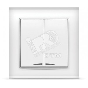 Выключатель Бриллиант двухклавишный с подсветкой белый 7947410