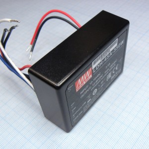 LDH-45A-350W, DC/DC LED повышающий, вход 9…18В, выход 12…86В/0.35А, КПД до 91%, вход On/Off/DIMM, 75x53x22.7мм, проводные выводы, -40…60°C, пластик