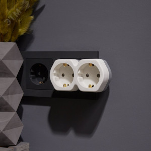 Разветвитель 2-м с заземл. 16А IP20 защ. шторки бел. 11-1087