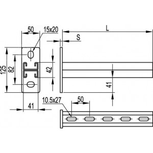 Кронштейн двойной DBM 41х21 мм основание 200мм BBD2120