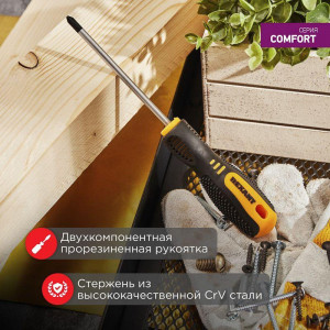 Отвертка крестовая PH 2х125мм двухкомпонентная рукоятка 12-4728