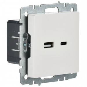 Розетка BRITE USB A+C 18Вт РЮ11-1-БрБ бел. BR-U22-018-K01