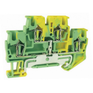 Заземляющая клемма UJ5-2.5/2-2JD, Заземляющая этажная клемма, 2 этажа, тип фиксации провода: пружинный, номинальное сечение: 2,5 мм кв., ширина: 5,2 мм, цвет: желто-зеленый, тип монтажа: DIN35