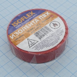 Изолента Isoflex ПВХ 15мм*10м красная, лента изоляционная представляет собой изоляционный материал, сделанный на основе поливинилхлорида.
