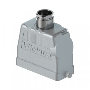 Крышка разъема BAS GOT GI 24HM32 A0, Крышка разъема на кабель, типоразмер 24B, высокое исполнение, без уплотнителя, 1 кабельный ввод M32x1,5, IP54, с верхним расположением, без защелки (упоры под одну защелку), материал корпуса: алюминиевый сплав