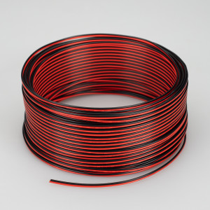 Шлейф питания ARL-20AWG-2Wire-CU 026349, Шлейф для питания и управления одноцветными светодиодными лентами. 2 проводника, калибр проводника 20AWG, сечение проводника 0.52 мм2, проводник из луженой меди, внешняя оболочка из ПВХ красного и чёрного цветов. Длина кабеля в бухте — 50 метров